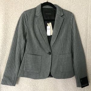 NEW Banana Republic Sz 2 Grey Pinstriped Blazer